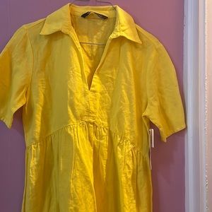 ZARA yellow gown with collared neck